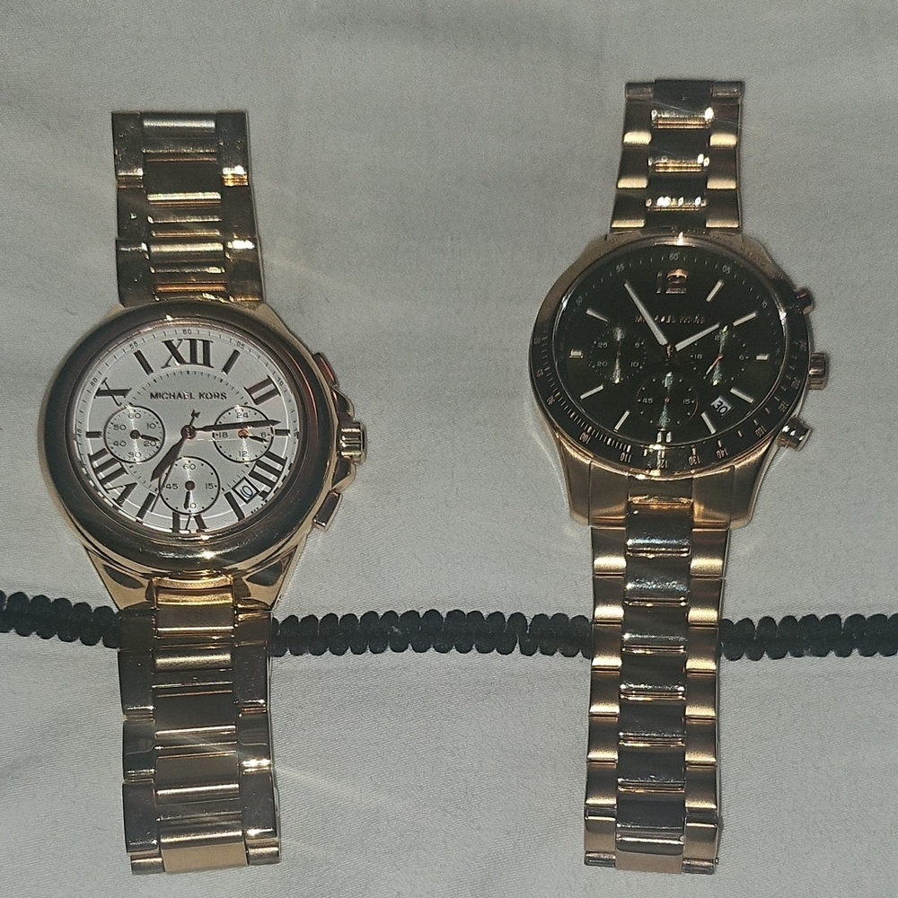 Michael Kors Unisex 2 Gold Watches Pre Owned